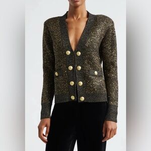 NWT L'AGENCE Jinny Sequin Knit Cardigan Sweater Top